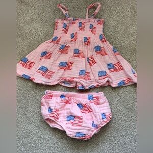 Angel Dear Pink American Flag Muslin 2 piece 18-24m